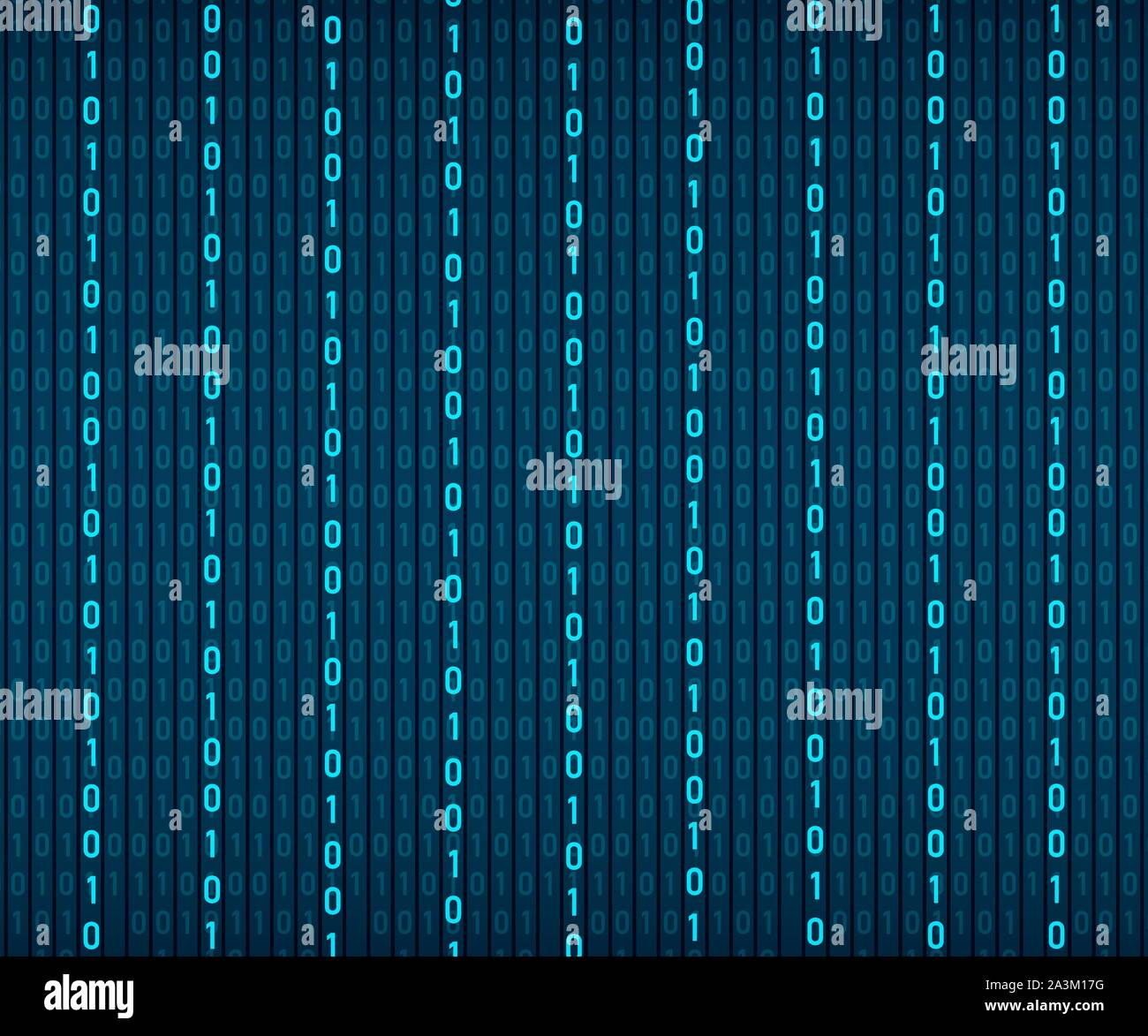 Hintergrund in einer Matrix Stil. Der zufallszahlen. Blau ist dominierende Farbe. Vector Illustration. Stock Vektor