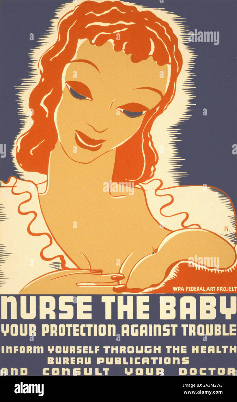 Krankenschwester die Baby-Work Progress Administration - Federal Art Project - Vintage Poster Stockfoto