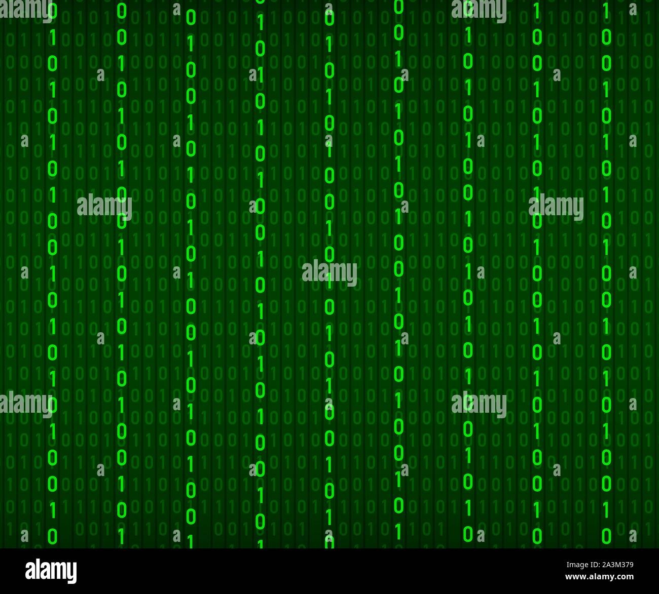 Hintergrund in einer Matrix Stil. Der zufallszahlen. Grün ist dominierende Farbe. Vector Illustration. Stock Vektor