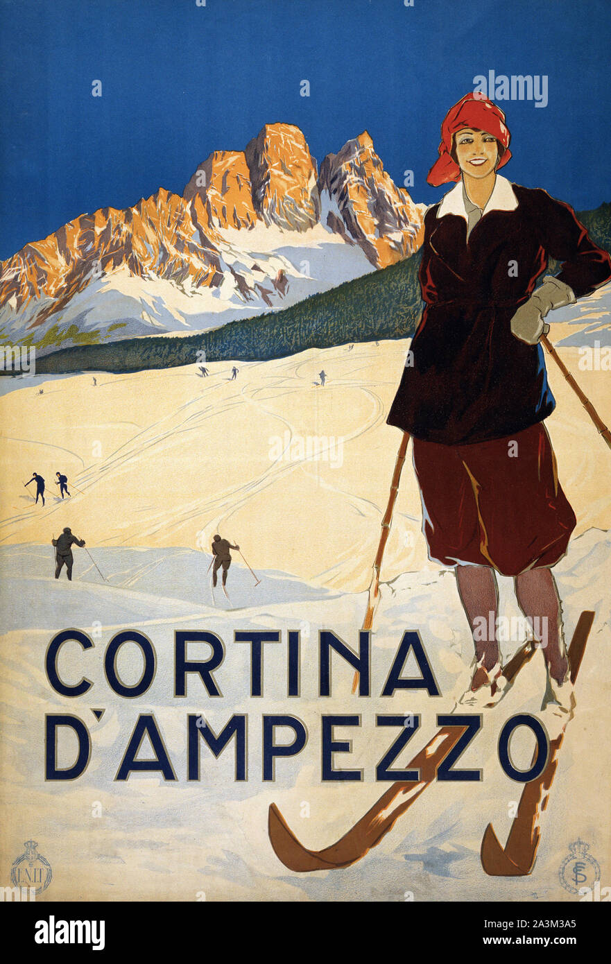 Cortina d'Ampezzo olympische Winterspiele - Vintage Poster Stockfoto