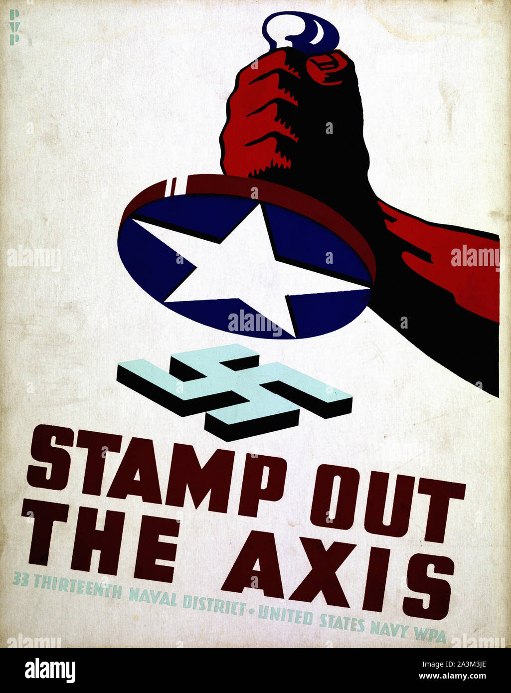 Stempel aus der Achse - Vintage US-Propaganda Poster Stockfoto