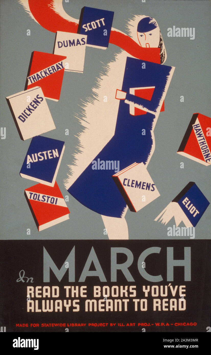Lesen Sie die Bücher-Work Progress Administration - Federal Art Project - Vintage Poster Stockfoto