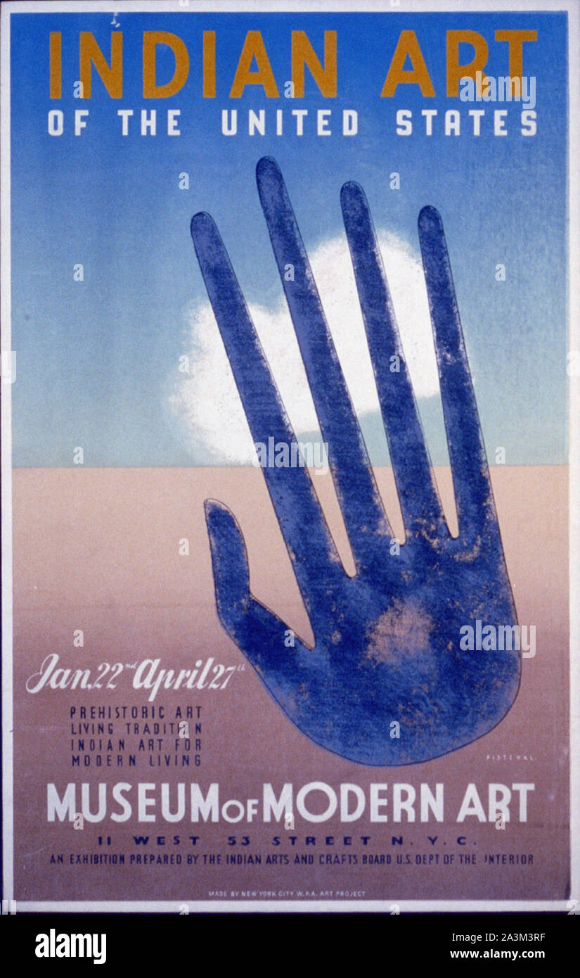 Indische Kunst der Vereinigten Staaten -, die den Arbeitsfortschritt Verwaltung - Federal Art Project - Vintage Poster Stockfoto