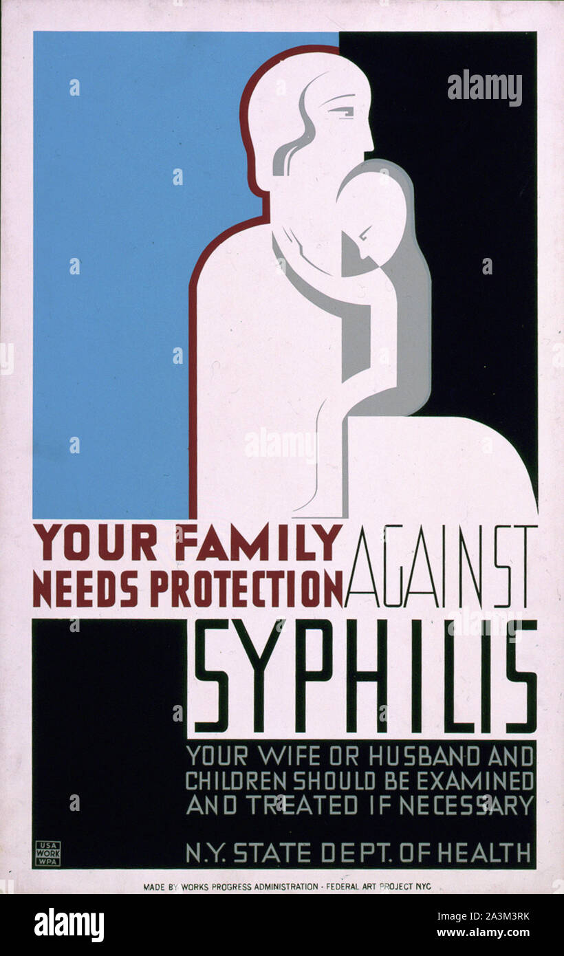 Ihre Familie braucht Schutz gegen Syphilis-Work Progress Administration - Federal Art Project - Vintage Poster Stockfoto