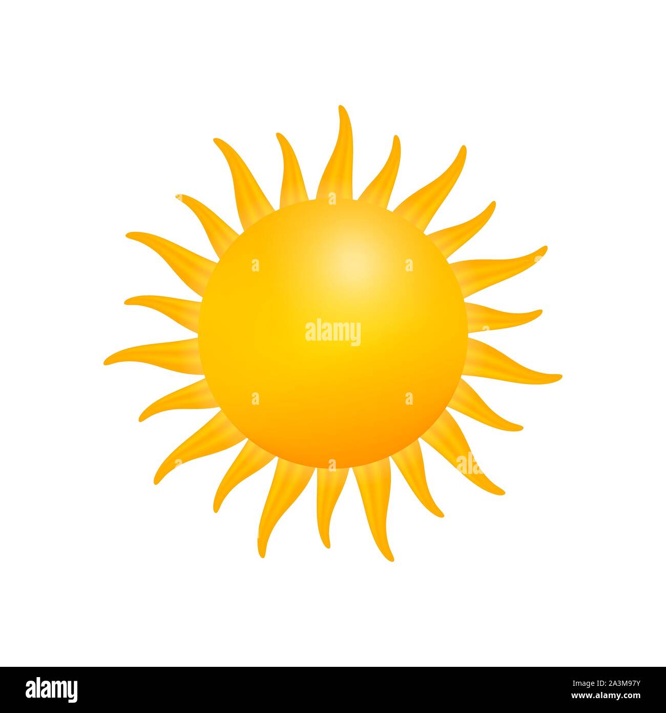 Realistische sun Symbol für Wetter Design auf weißem Hintergrund. Vector Illustration. Stock Vektor