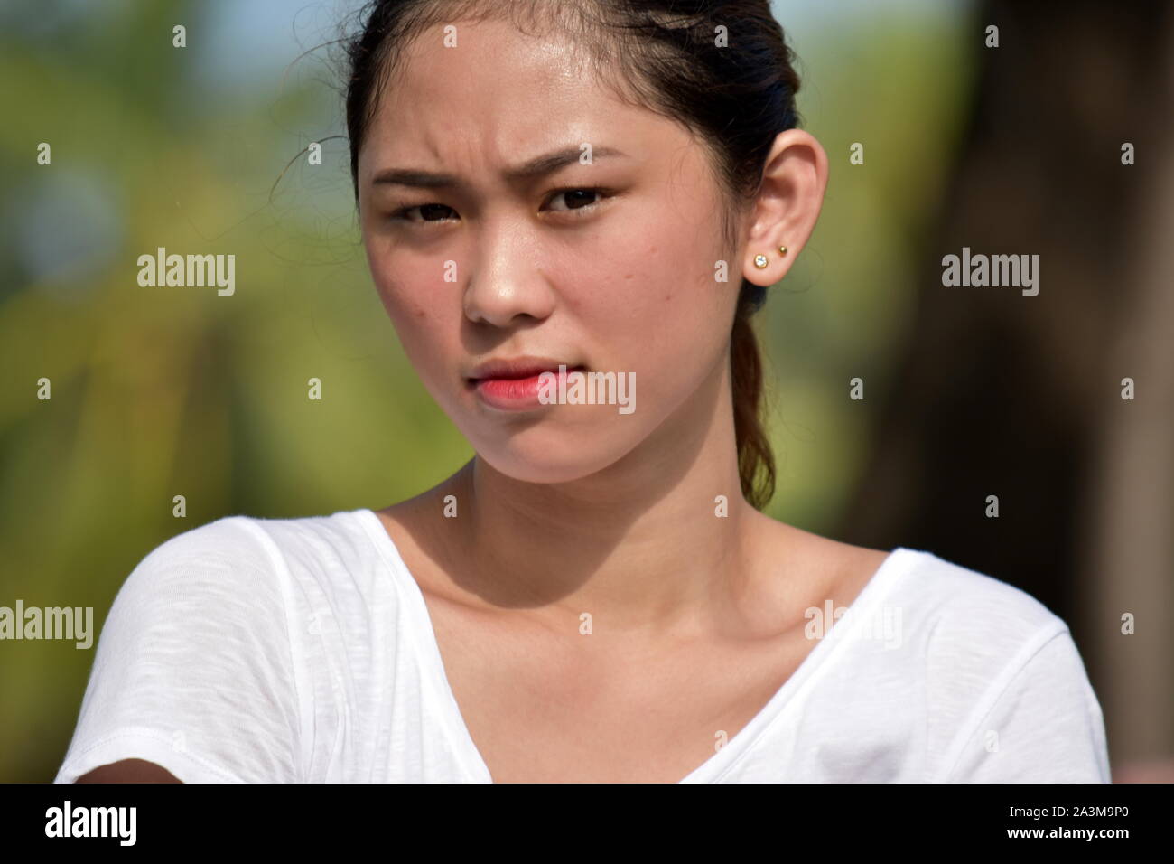 Eine Emotionslose weiblich Frau Stockfoto