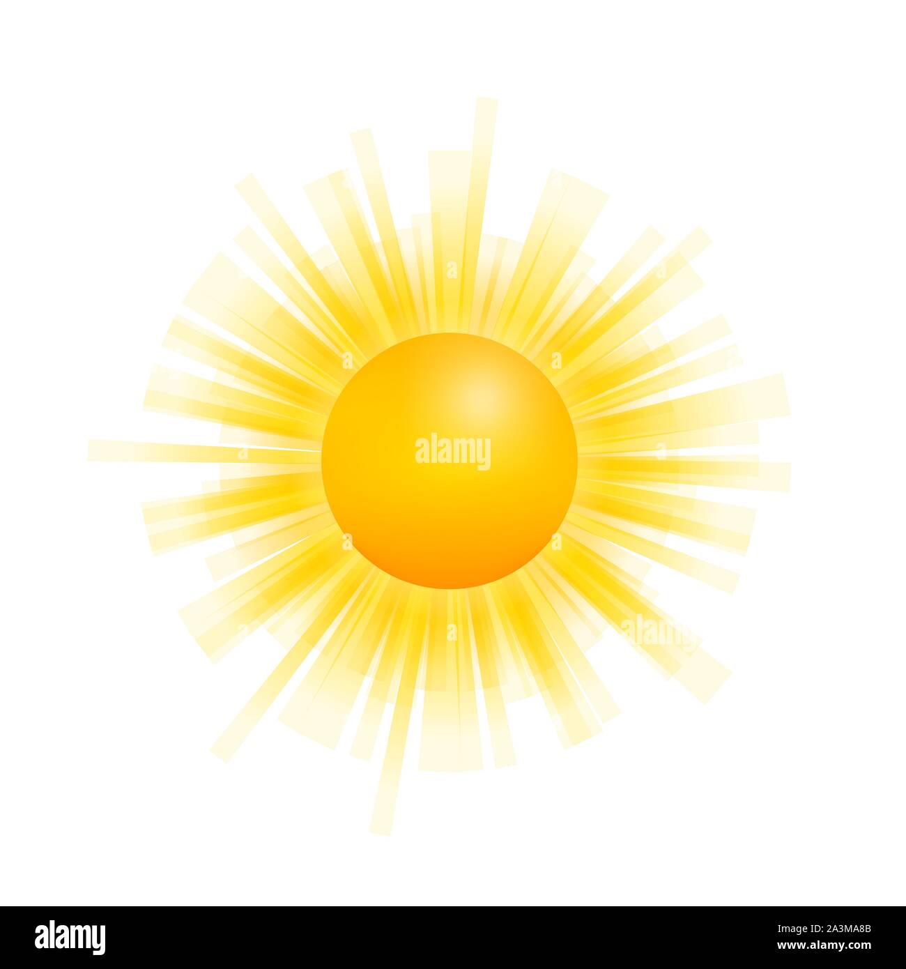 Realistische sun Symbol für Wetter Design auf weißem Hintergrund. Vector Illustration. Stock Vektor