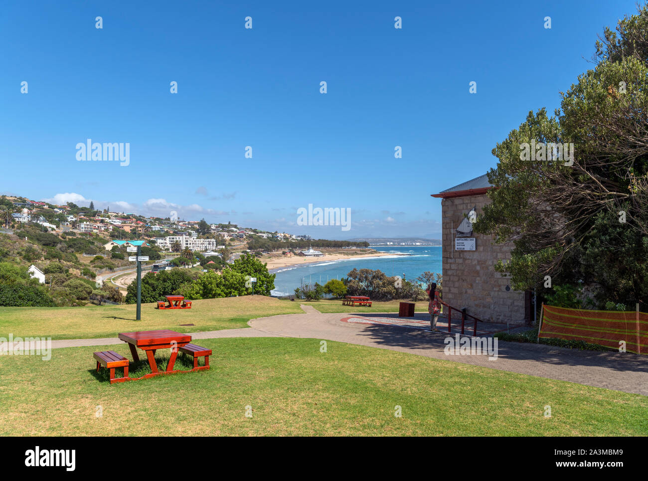 Santos Strand von den Dias Museum Complex, Mossel Bay, Garden Route, Western Cape, Südafrika gesehen Stockfoto