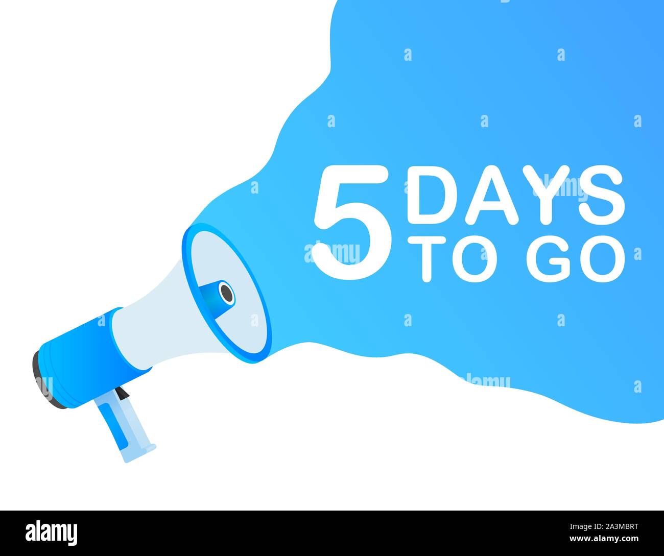 Männliche hand Megaphon mit 5 Tage Sprechblase zu gehen. Lautsprecher. Banner für Wirtschaft, Marketing und Werbung. Vector lieferbar Abbildung. Stock Vektor