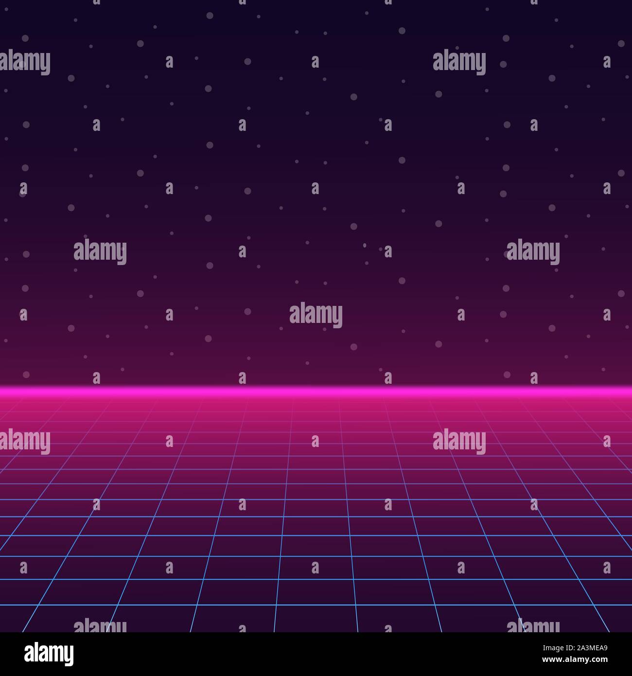 Futuristische Landschaft mit Stil Laser Raster. Neon Retrowave. Vector lieferbar Abbildung. Stock Vektor
