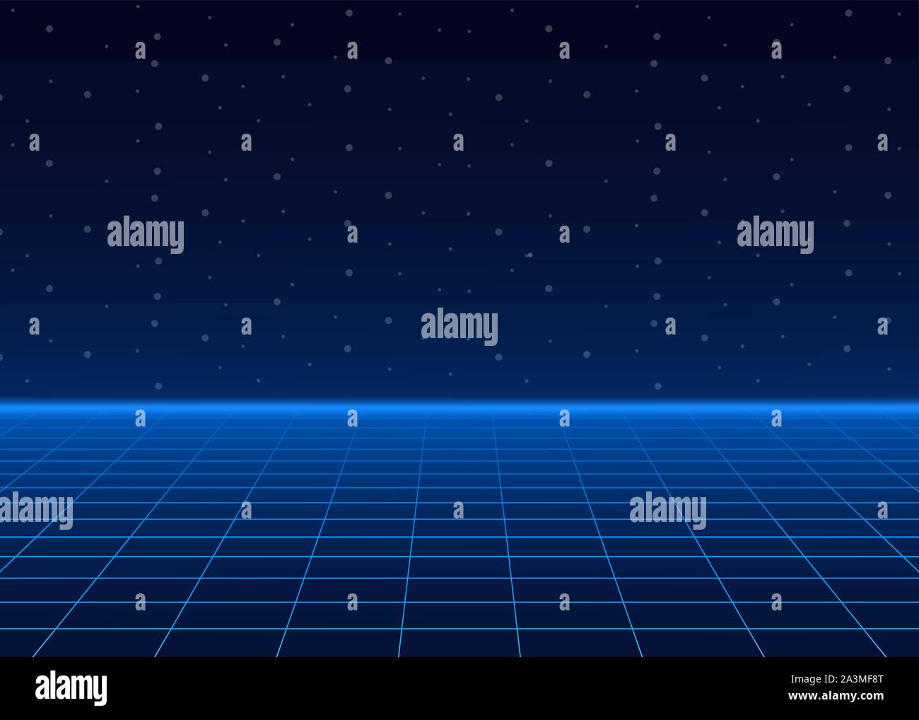 Futuristische Landschaft mit Stil Laser Raster. Neon Retrowave. Vector lieferbar Abbildung. Stock Vektor