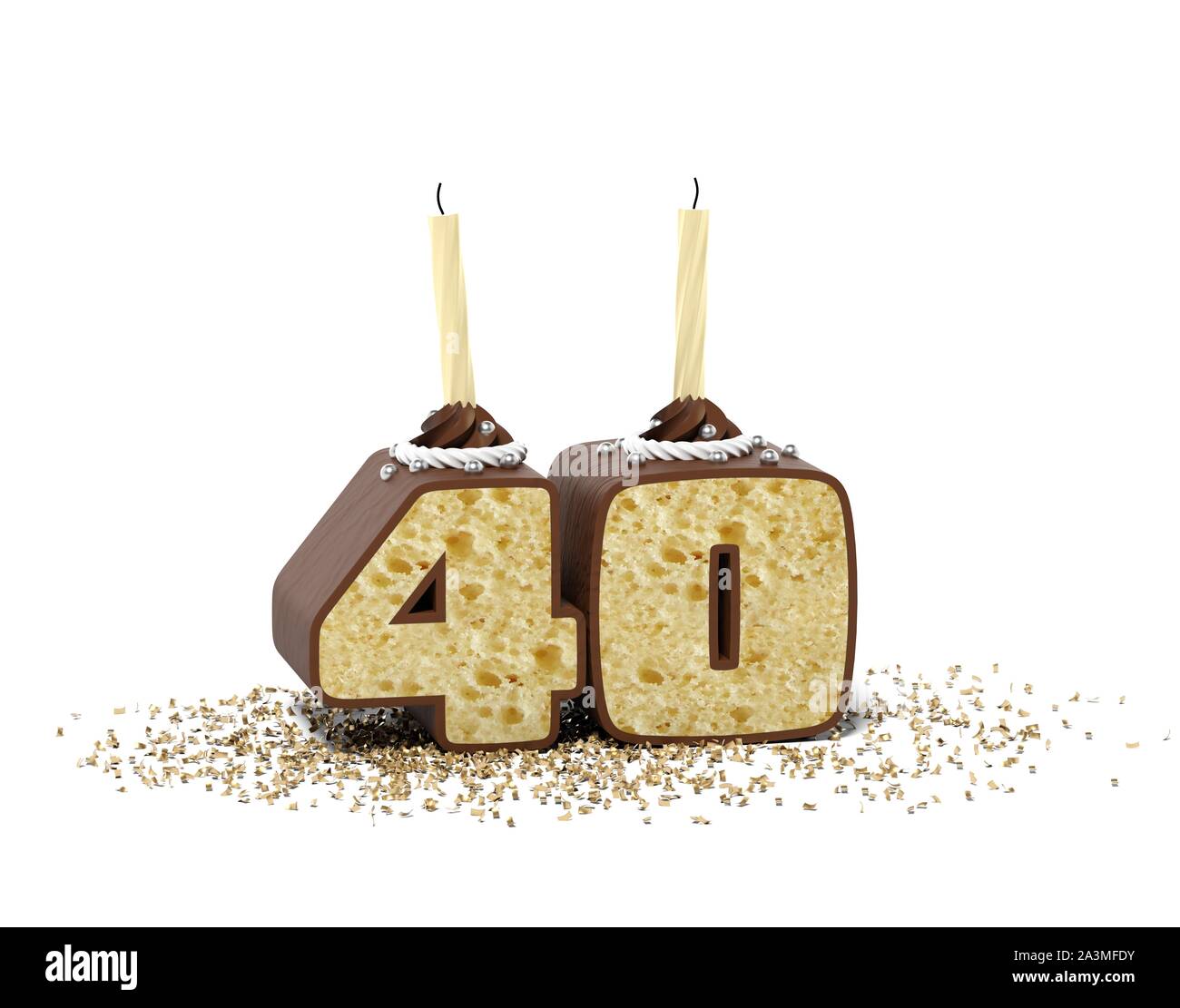 Geburtstag Kuchen weißer Hintergrund Stockfoto