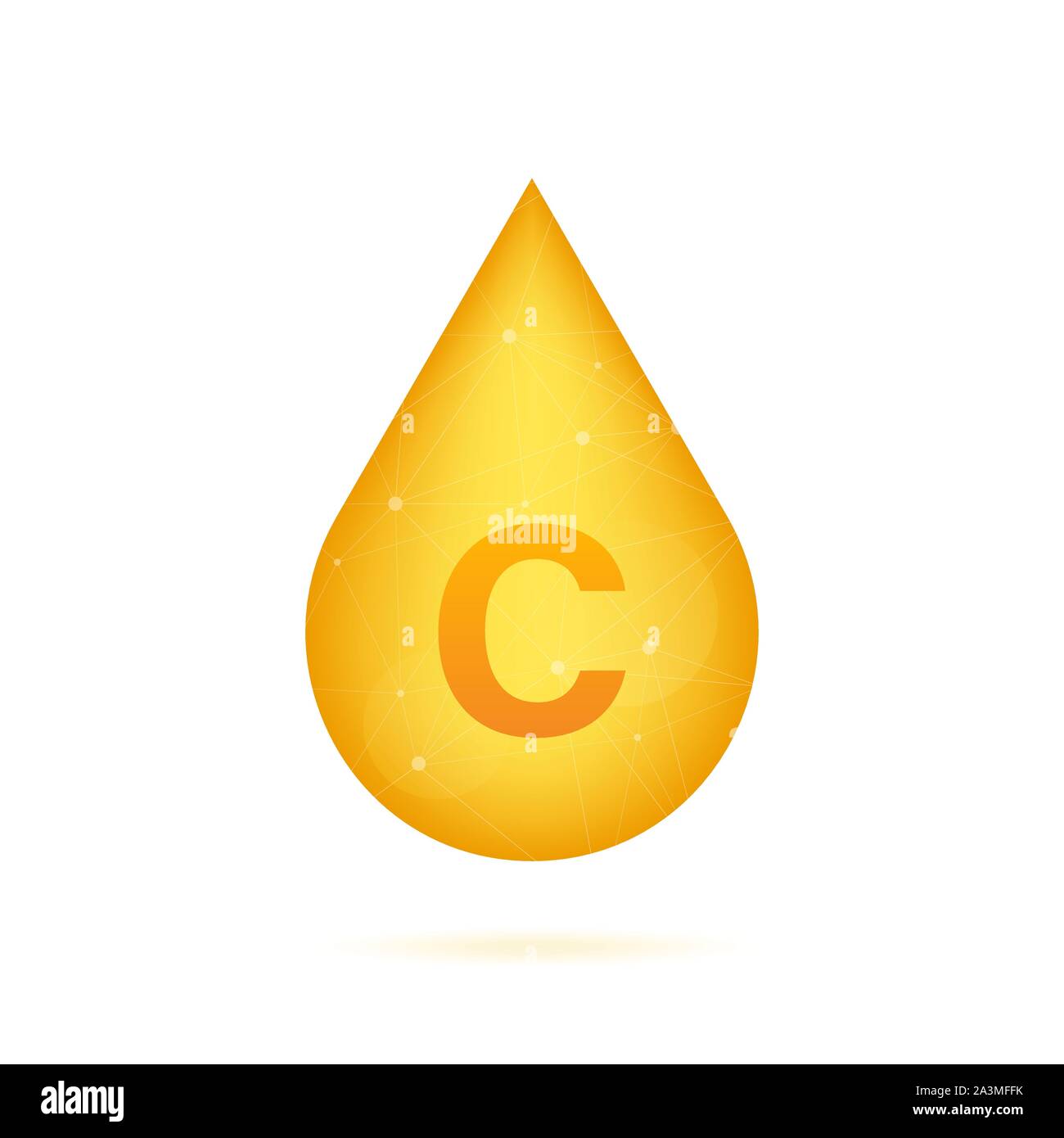 Vitamin C Gold leuchtenden Symbol. Ascorbinsäure. Vector Illustration Stock Vektor