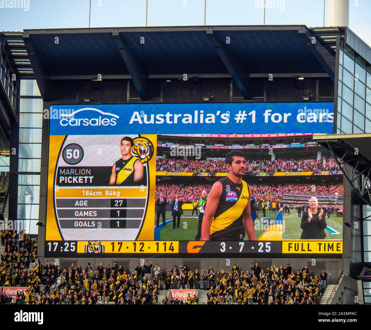 2019 Australian Football League AFL Grand Final mehr Western Sydney GWS Richmond auf dem Melbourne Cricket Ground MCG Victoria Australien. Stockfoto