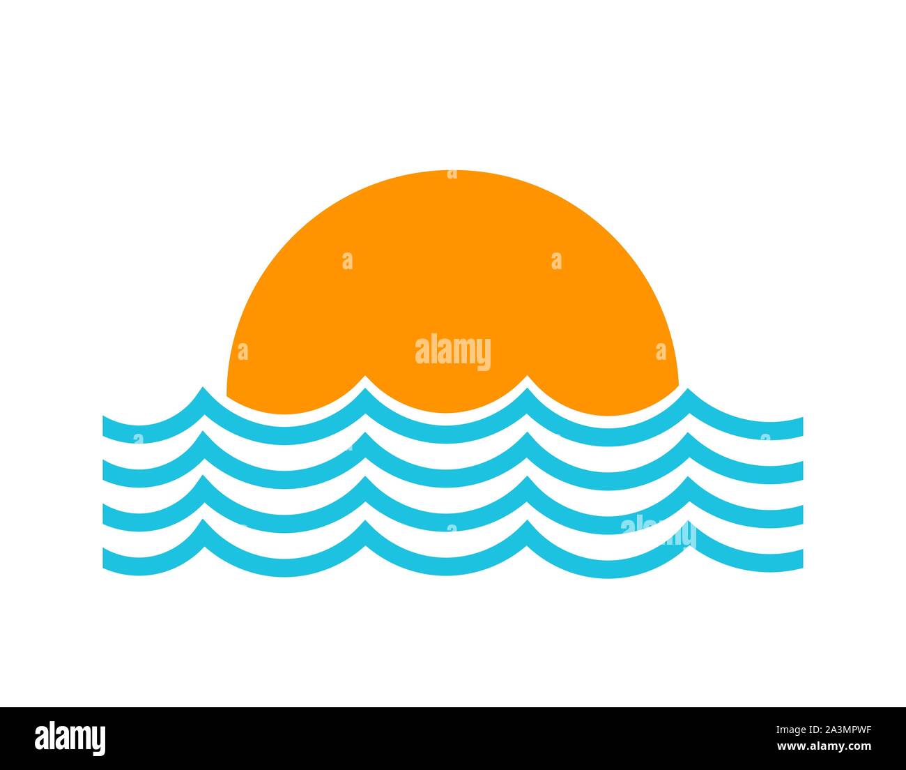 Sonne und Meer Wellen Symbol. Vector Illustration. Stock Vektor