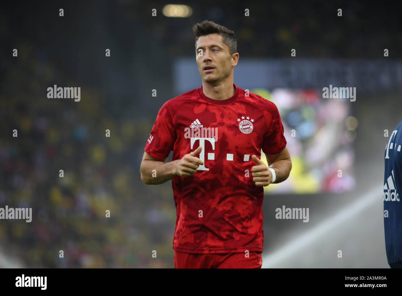 DORTMUND, Deutschland - August 03, 2019: Robert Lewandowski (Bayern München) dargestellt, während die Endrunde der Deutschen 2019/20 Supercup. Stockfoto