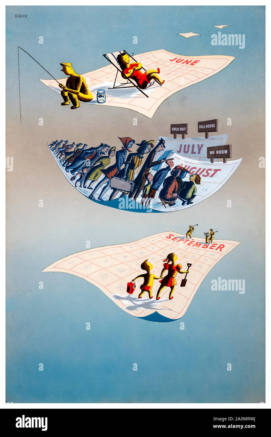 Britische, WW2, Entzerrung der Ferientermine, Poster, 1939-1946 Stockfoto