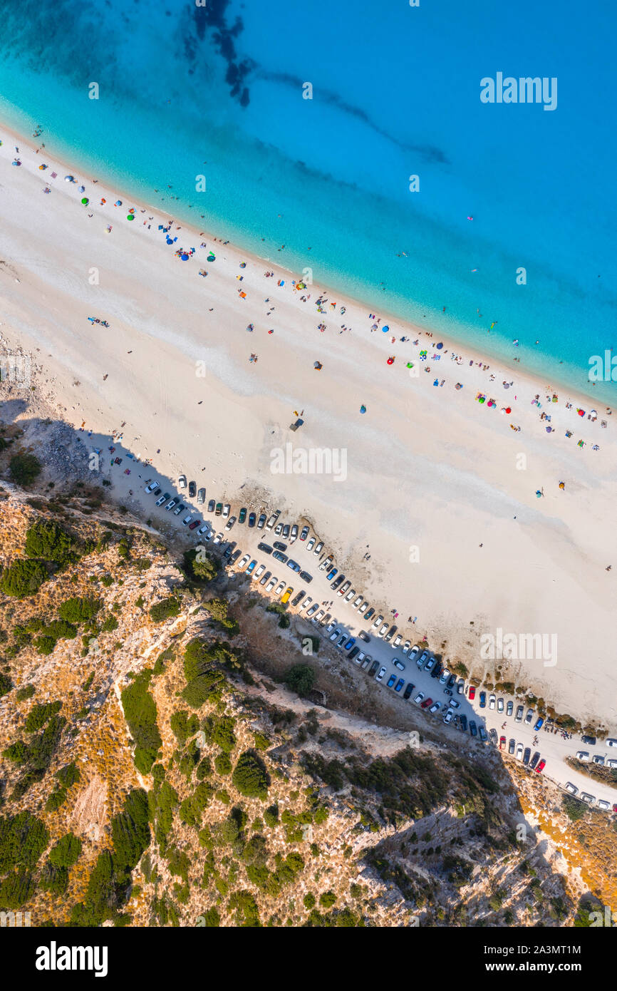 Berühmte Myrtos Beach in Kefalonia, Griechenland. Stockfoto