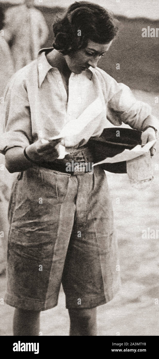 Amy Johnson, 1903 - 5. Januar 1941 verschwand. Wegweisende Englisch Pilotin, die erste Frau, solo von London bis nach Australien fliegen. Aus dem Festzug des Jahrhunderts, veröffentlicht 1934. Stockfoto