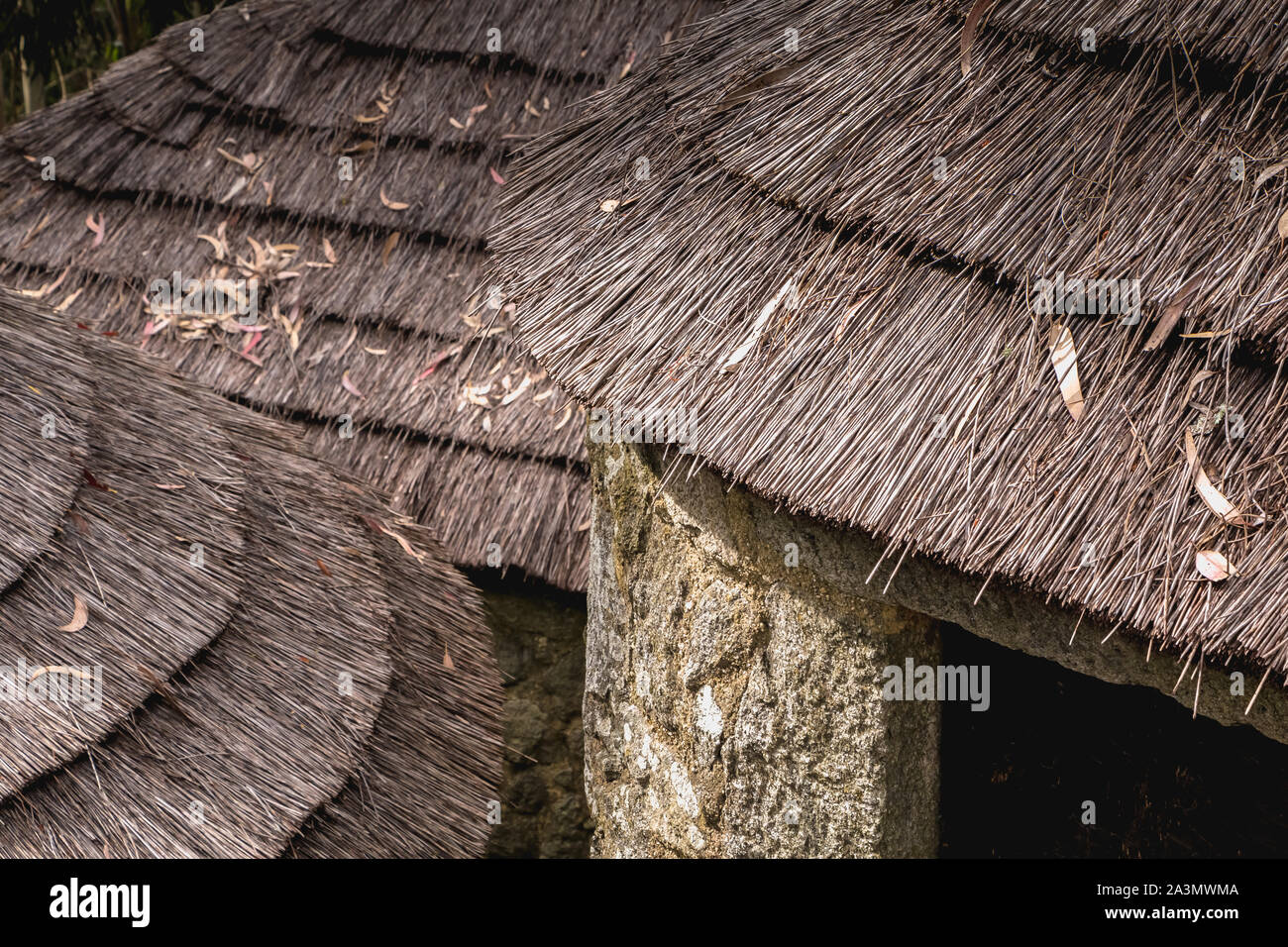 Esposende, Portugal - 9. Mai 2018: Architektur Detail des Castro de Sao Lourenco einen typischen alten Dorf zurück in die Bronzezeit Stockfoto