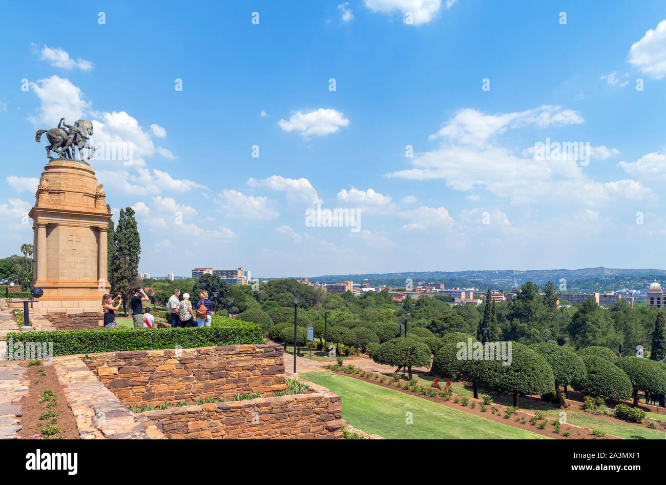Blick von der Union Buildings auf die Innenstadt von Pretoria, Gauteng, Südafrika Stockfoto