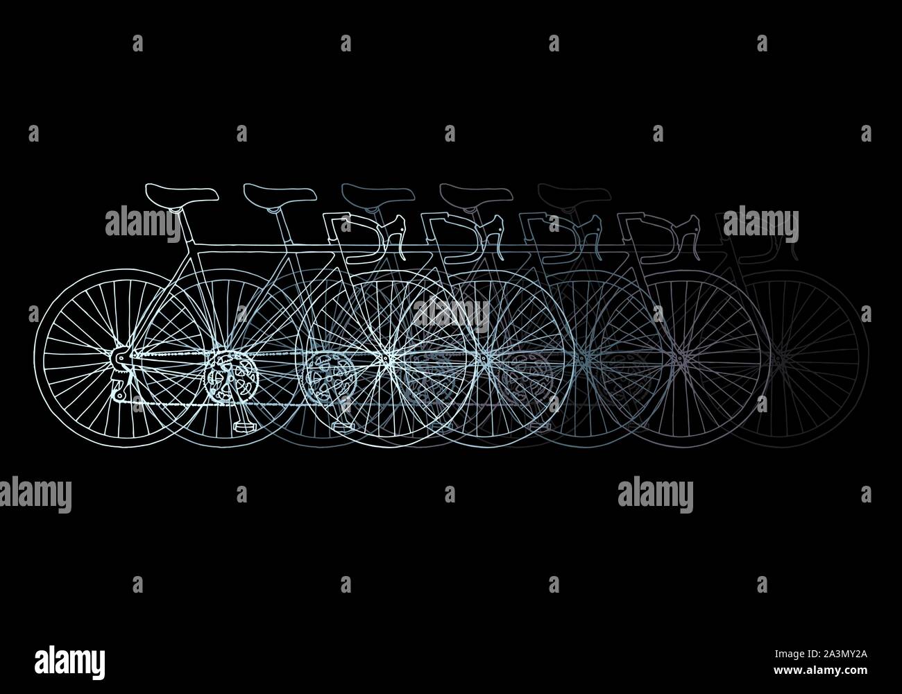 Hand gezeichnet Fahrrad in Bewegung Einladung/Danke/Ereignis vector Karte Vorlage Stock Vektor