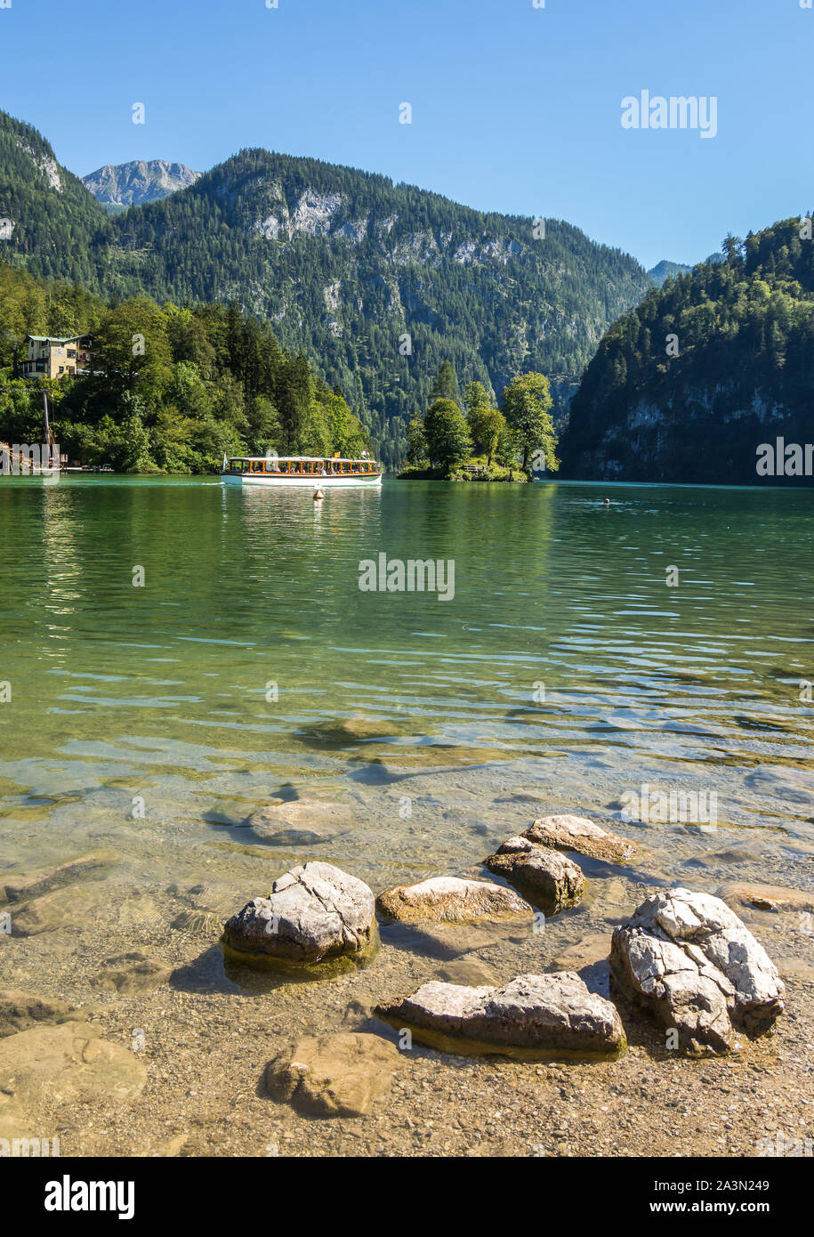 See Königssee Ufer in Deutschland Stockfoto