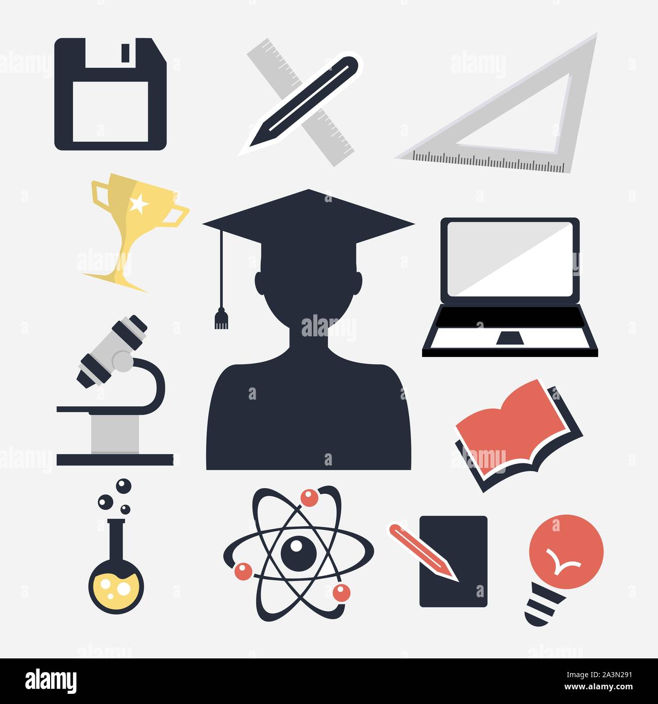 Bildung Elemente Symbole vektor Sammlung. Bildung element Symbol Vektor einrichten Stock Vektor