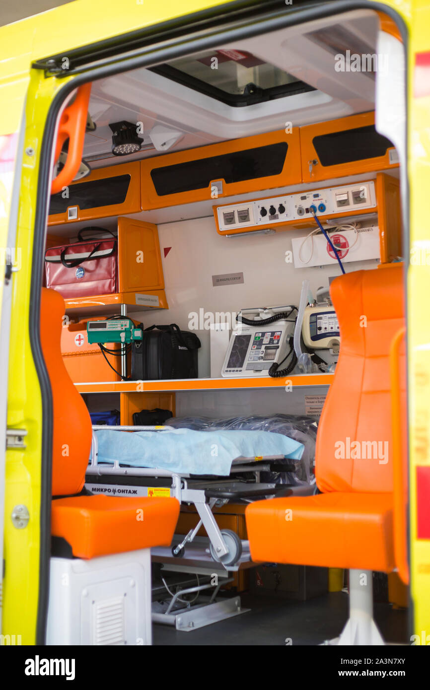 In einem Rettungswagen mit Stockfoto