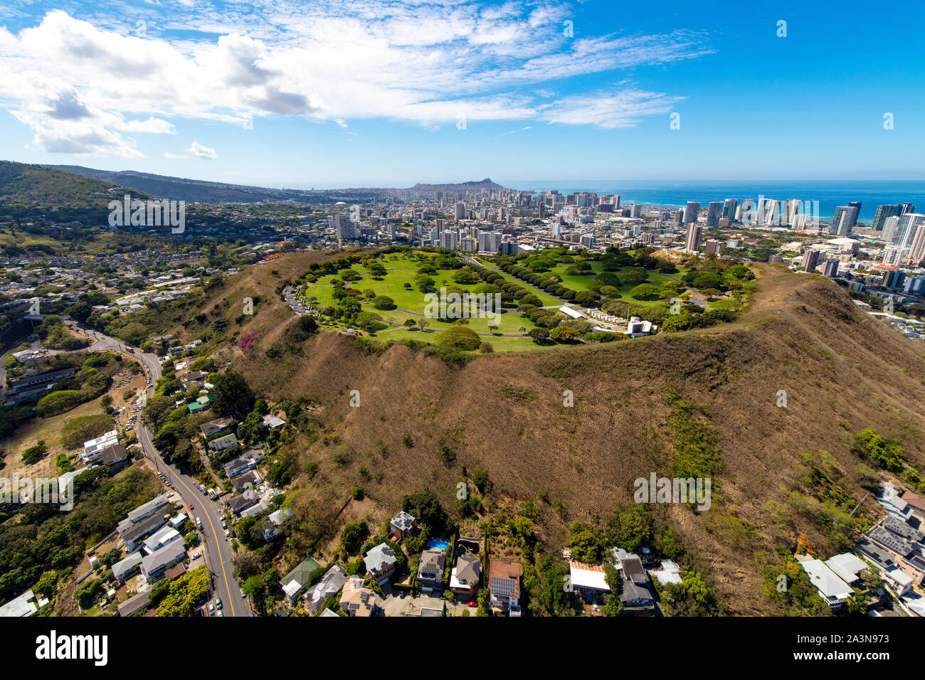 Der Punchbowl, National Memorial Friedhof des Pazifik, Honolulu, Oahu, Hawaii Stockfoto