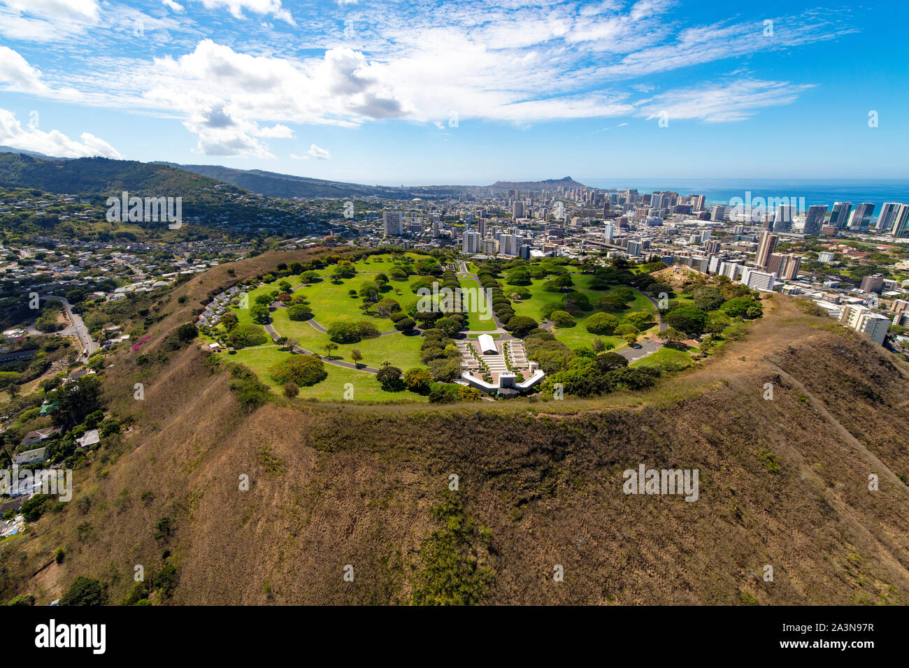 Der Punchbowl, National Memorial Friedhof des Pazifik, Honolulu, Oahu, Hawaii Stockfoto