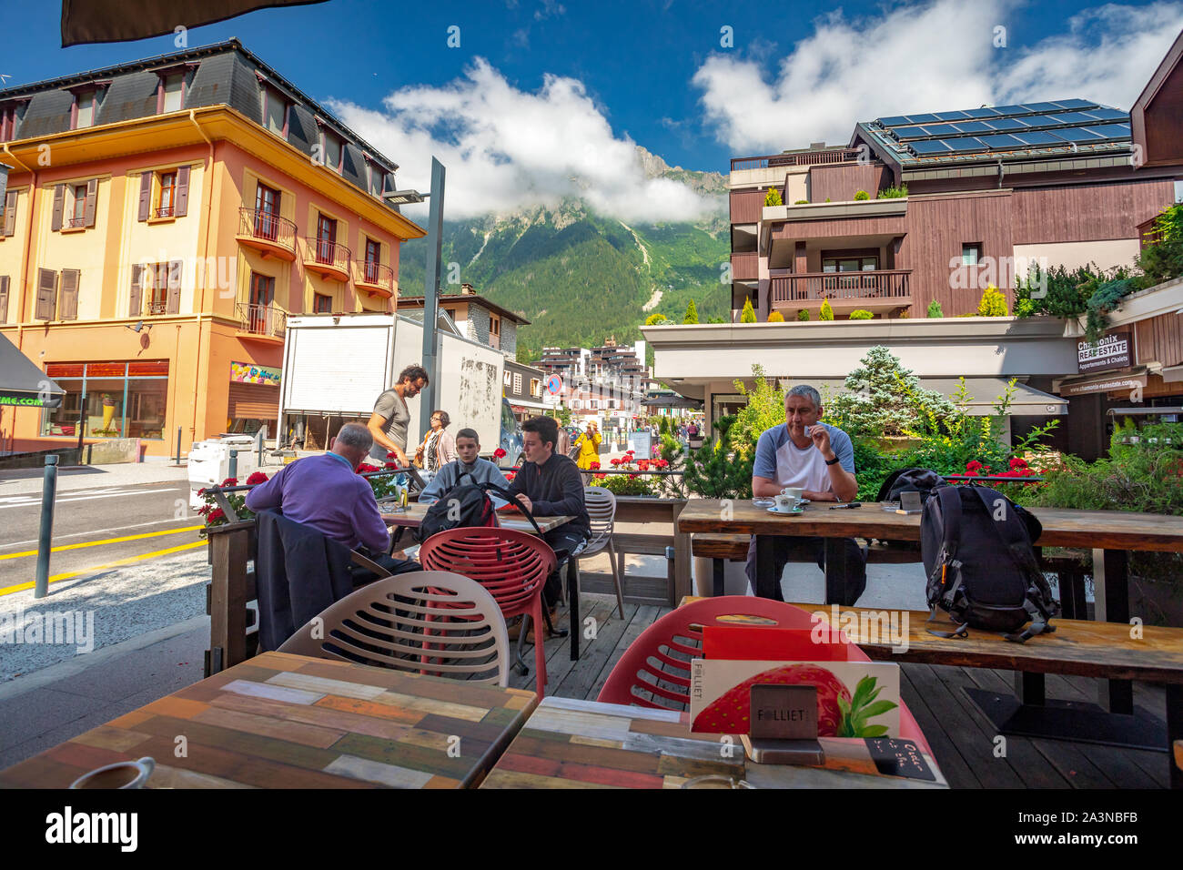 Chamonix in der Stadt, Frankreich Stockfoto