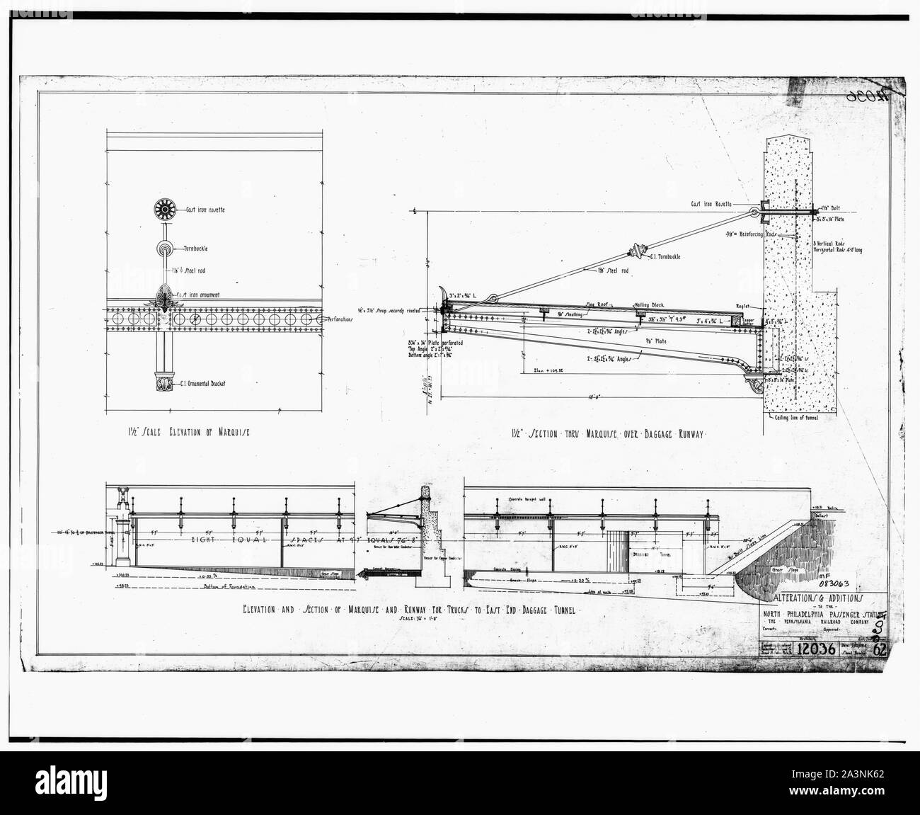 Juli 1914 Detail zeichnen von Plänen für Germantown Junction (North Philadelphia) station Dies ist ein Bild von einem Ort oder Gebäude, im National Register der historischen Orte in den Vereinigten Staaten von Amerika aufgeführt ist. Ihre Referenznummer lautet 92000940 Stockfoto