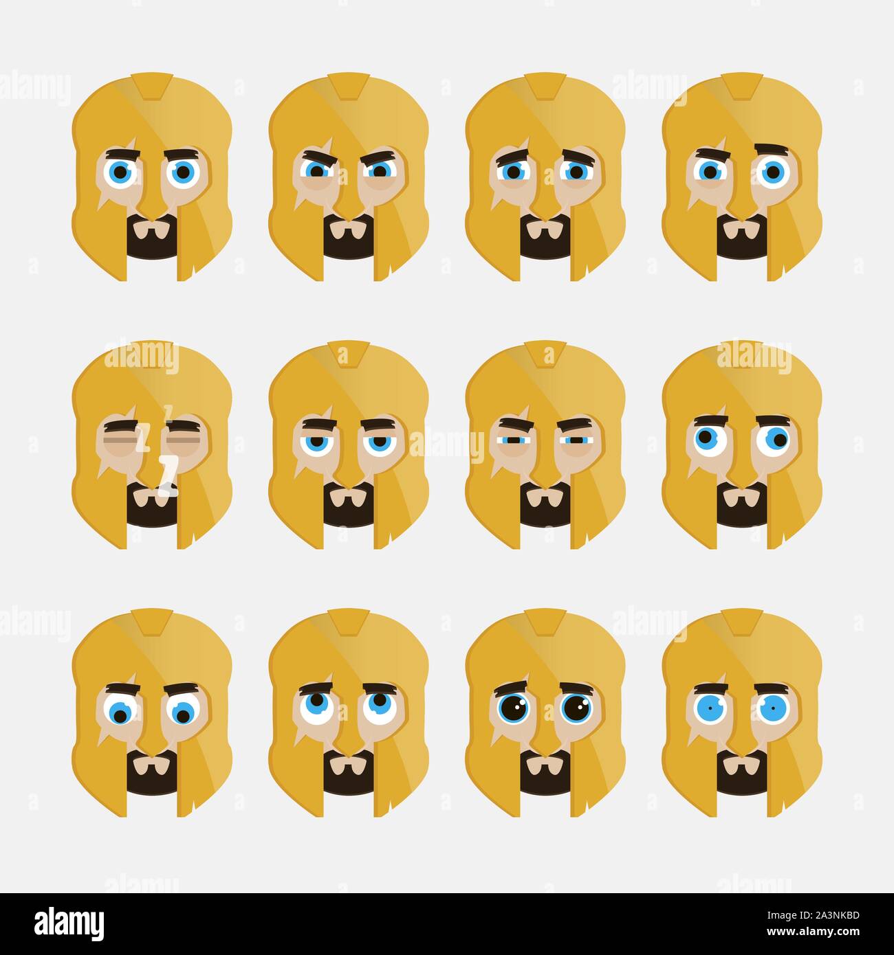 Satz von niedlichen gladiator Emoticons. Vector Illustration. Stock Vektor