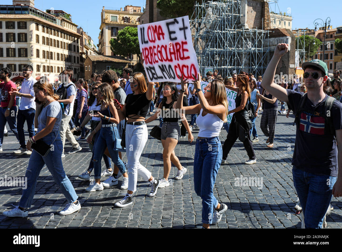 27.09.2019. Climate Action Woche. Freitags für Zukunft. Schule Streik für das Klima. Klimawandel Protest in Rom, Italien. Stockfoto
