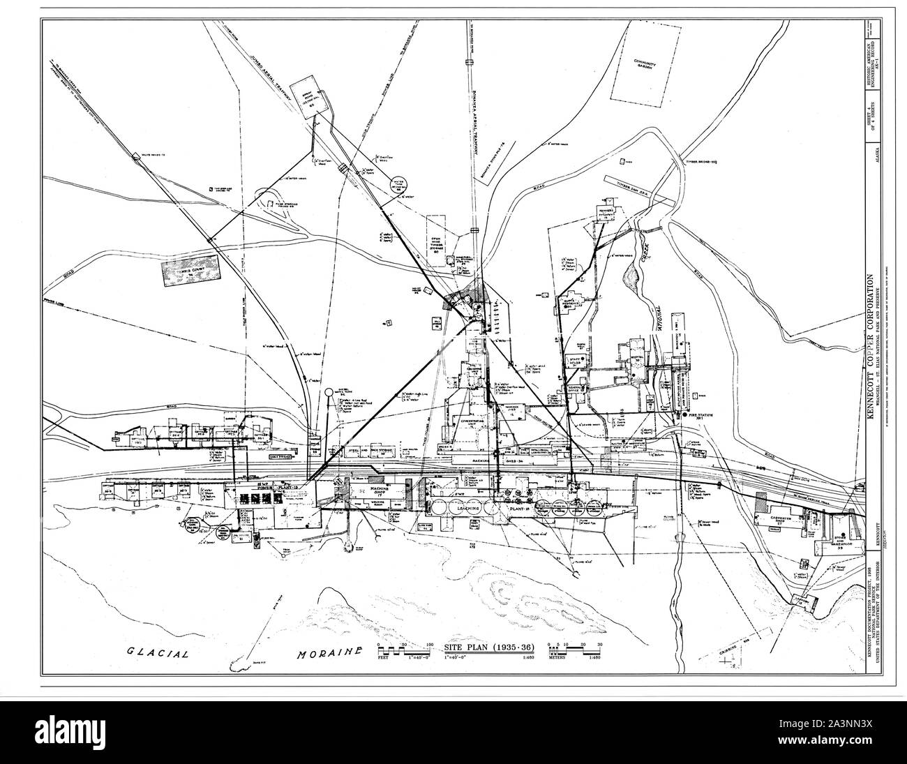 Site Plan (1935-1936) - Kennecott Copper Corporation, am Copper River und Northwestern Railroad, Kennicott, valdez-cordova Census Area, AK HAER AK, 20-MCAR, 1 (Blatt 4 von 4) Stockfoto