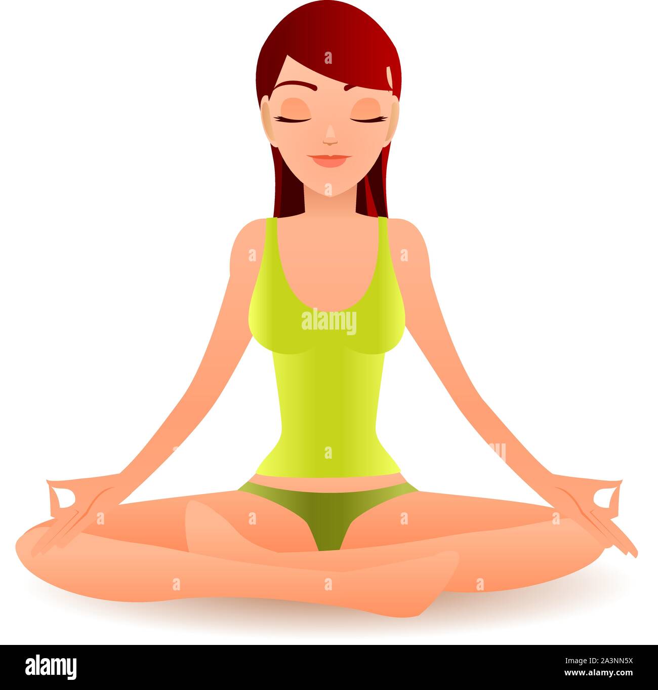 Frau im Lotossitz asana Cartoon Illustration Stock Vektor