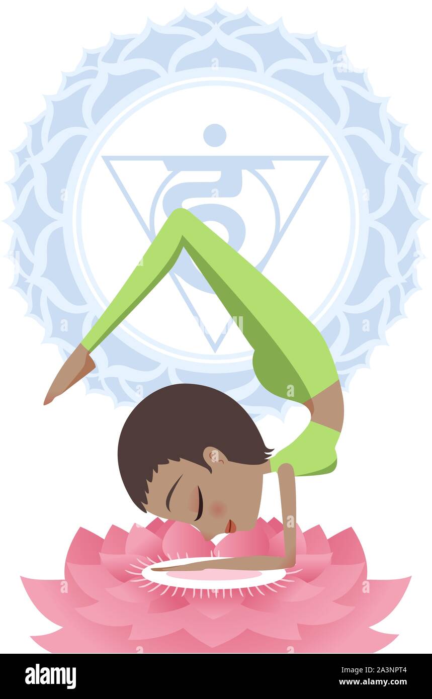Yoga Asanas Meditation Körperhaltung mit Om Symbol in Mandala Vector Illustration. Stock Vektor