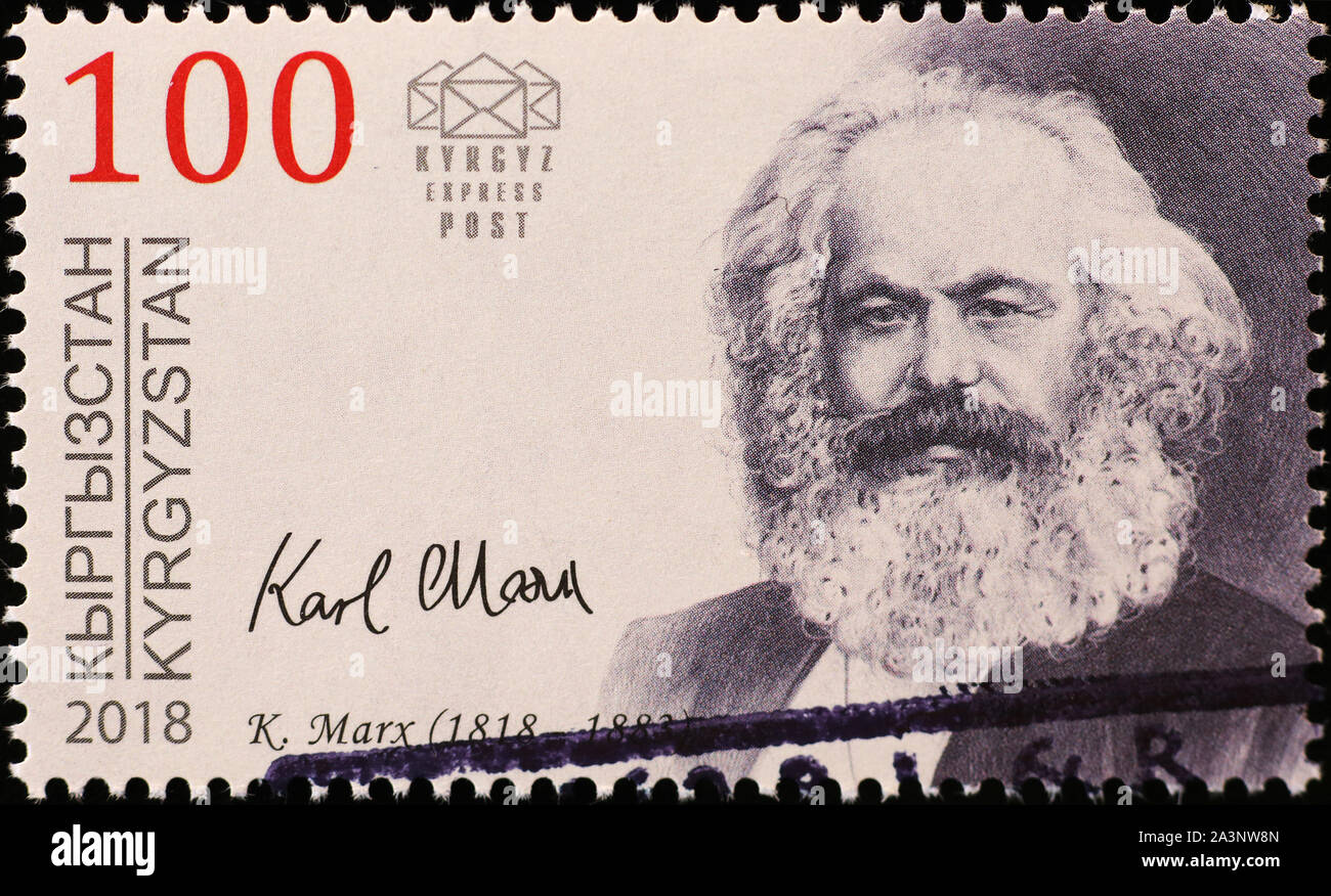 Portrait von philisopher Karl Marx auf Briefmarke Stockfoto