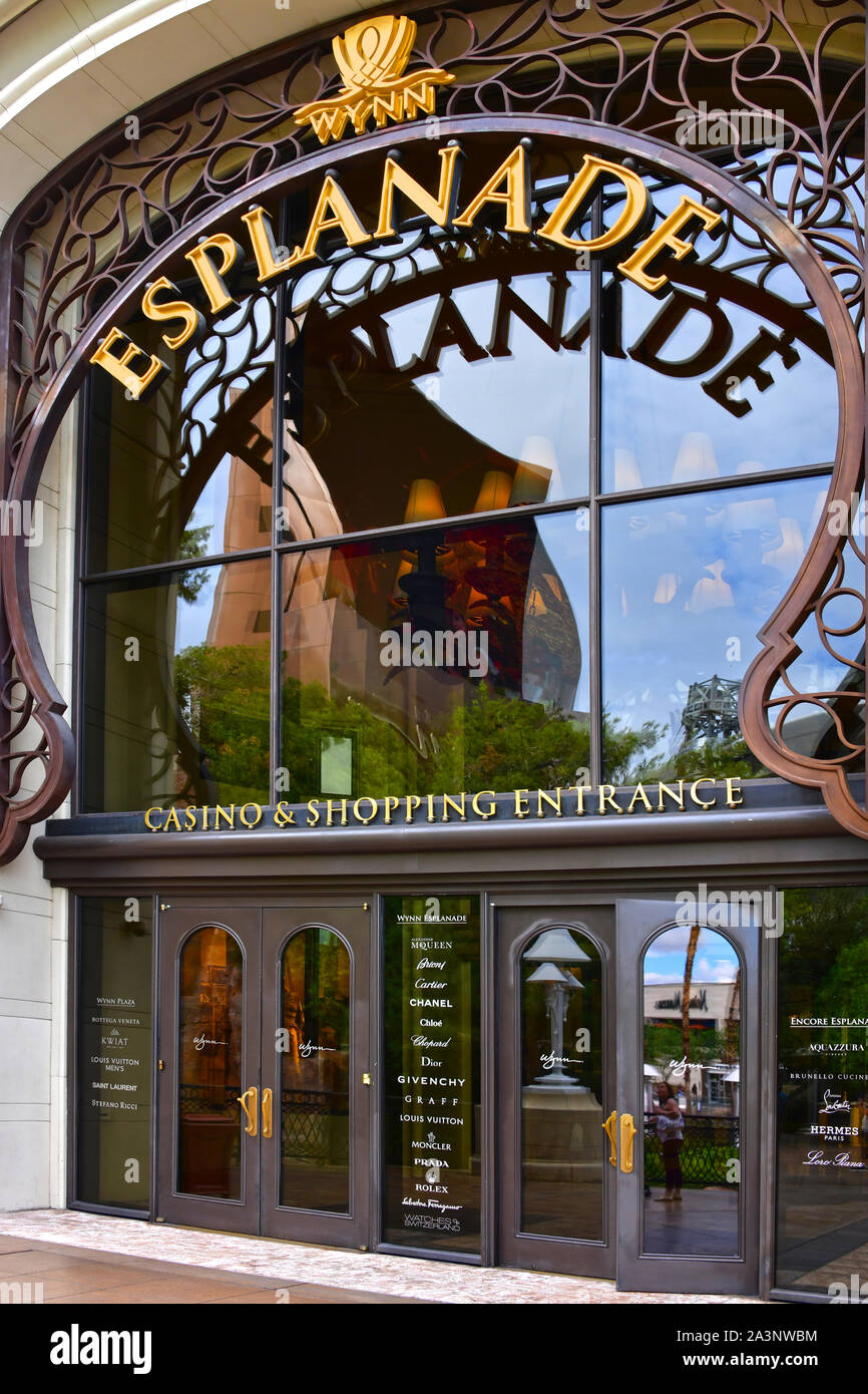 Wynn Esplanade Las Vegas, NV, USA 10-02-18: Das Wynn Esplanade Shops verfügen über einige der exklusivsten Namen in Kleidung, Schuhe und Accessoires der Marke Stockfoto