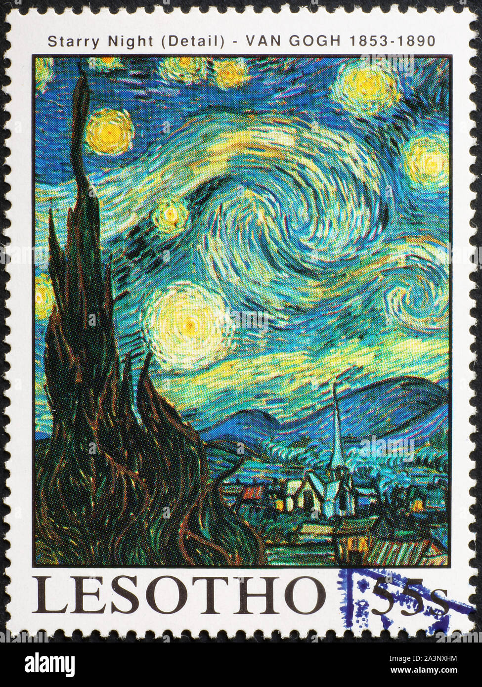 Von Starry Night Detail von Van Gogh auf Briefmarke Stockfoto