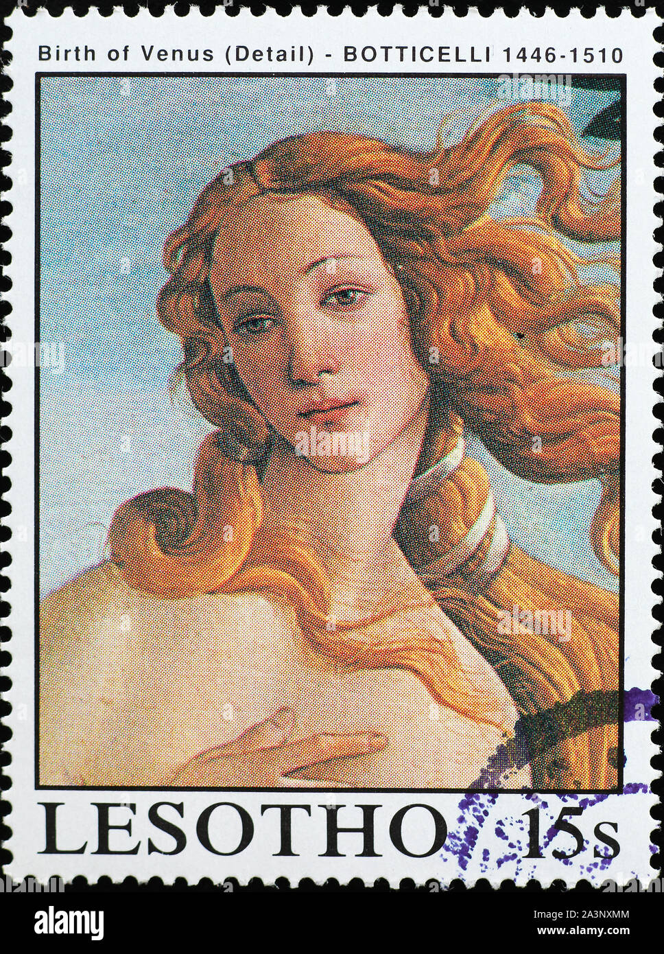 Die Venus von Botticelli auf Briefmarke lackiert Stockfoto