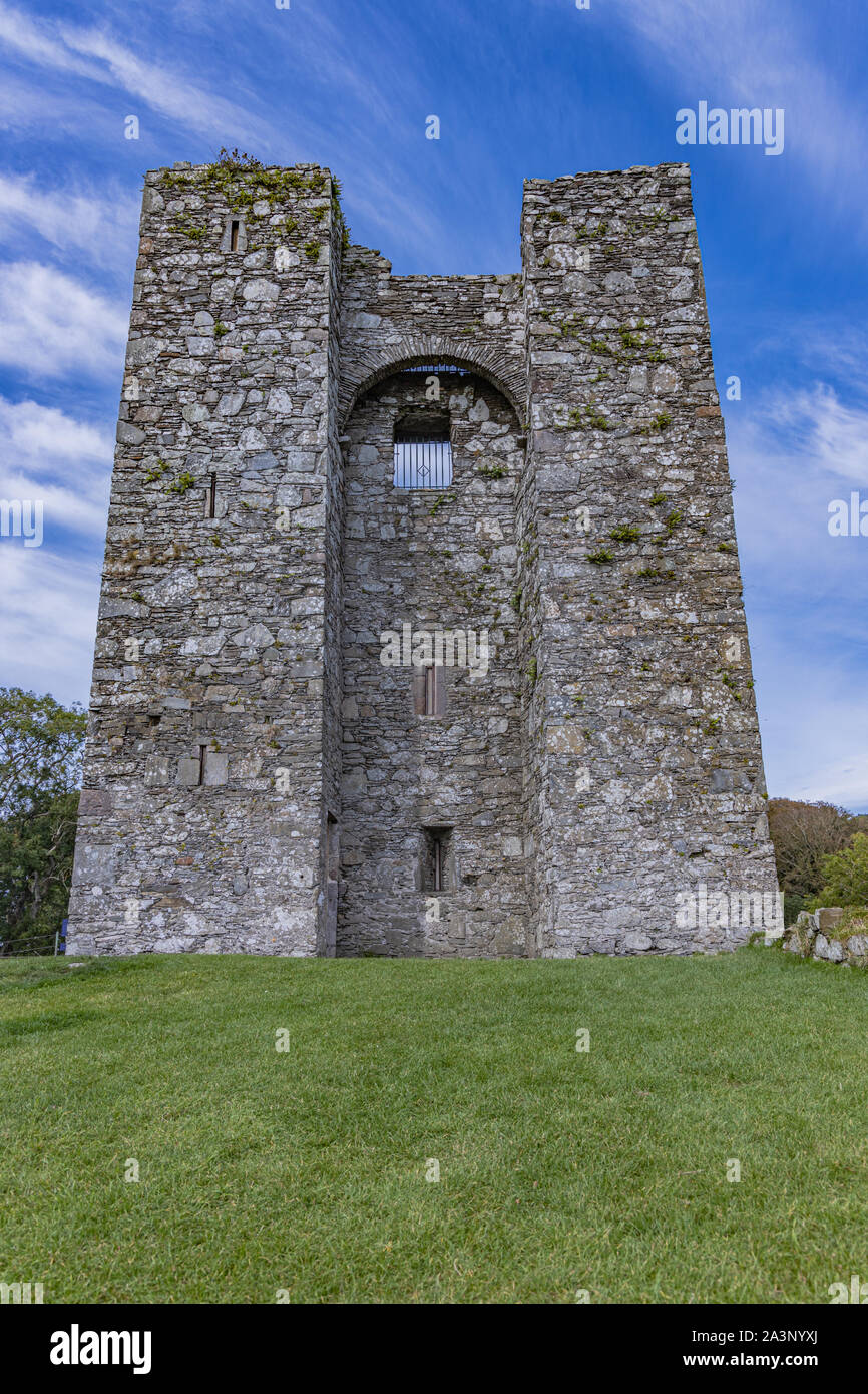 Die Audley Tower, Burghof Strangford, County Down, Nordirland Stockfoto