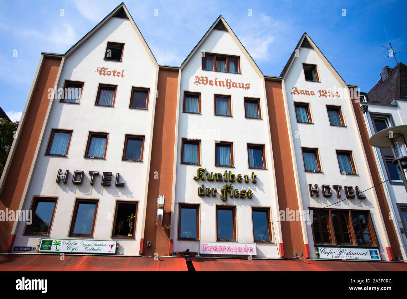 Köln, Deutschland - 4 September, 2018: Blick auf das historische Hotel am Rhein in Köln Deutschland Stockfoto
