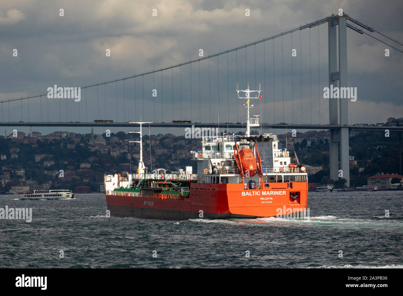 Baltic Mariner Valetta Öltanker in den Bosporus, Istanbul, Türkei Stockfoto