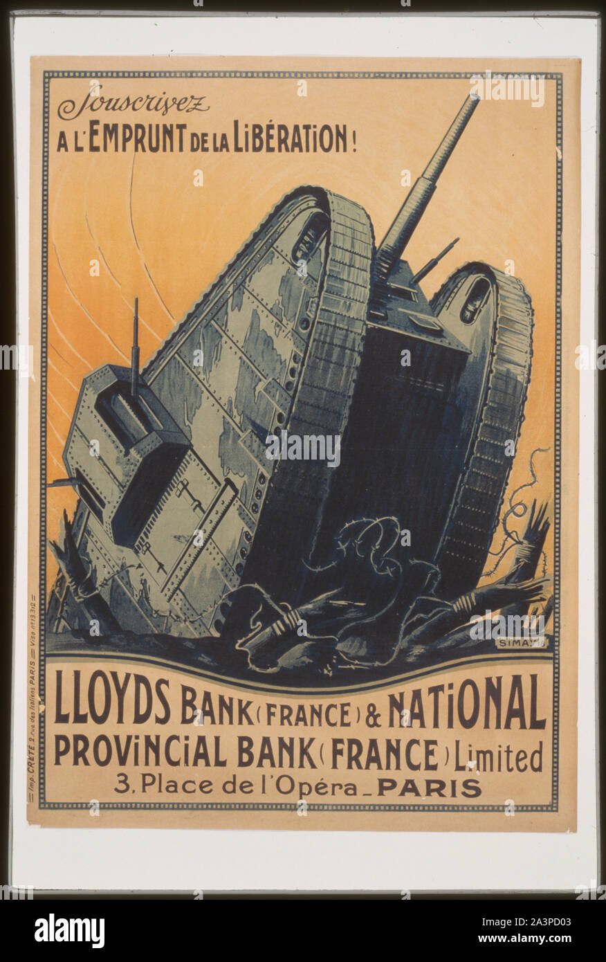 Souscrivez à l'Souppes-sur-Loing de la Liboeration! Lloyds Bank (Frankreich) und National Provincial Bank (France) begrenzt Stockfoto