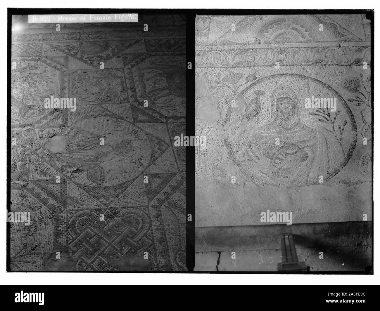 Südlichen Palästina. Mosaik der weiblichen Figur [im Beit Jibrin] [Ein weiterer Blick auf Mosaiken]. Stockfoto