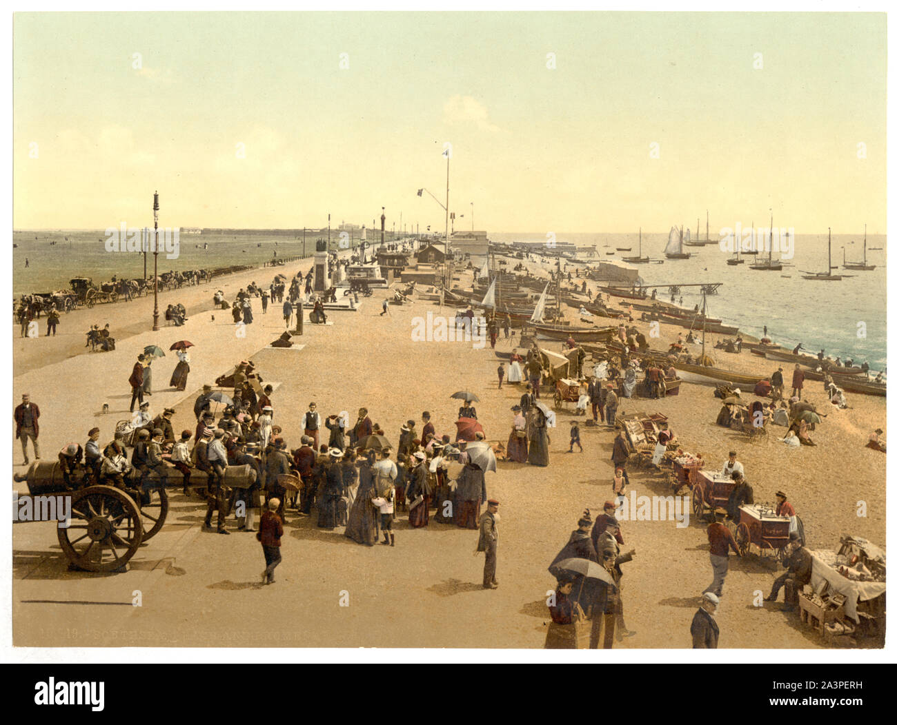 Southsea Strand, England Drucken. 10219. Titel von den Detroit Publishing Co., Katalog J - Ausland abschnitt, Detroit, Mich.: Detroit Publishing Company, 1905. Teil: Ansichten von England im Photochrom Print Collection. Stockfoto