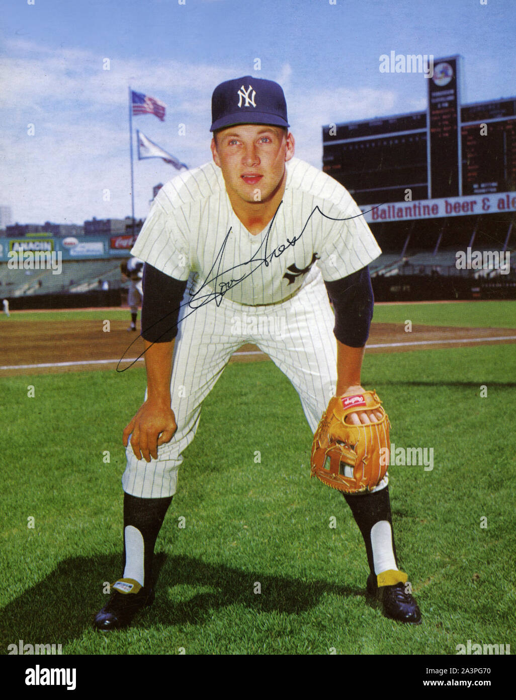 1960s Era Farbe erinnerungsfoto von Star New York Yankees Spieler Tom Tresh. Stockfoto