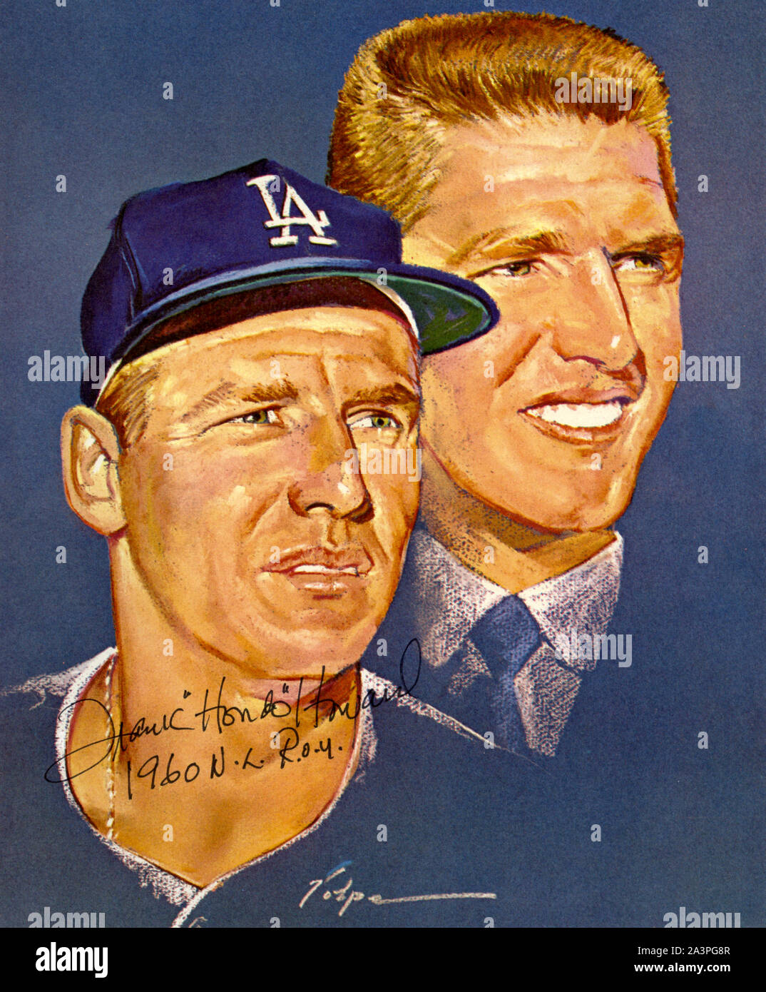 Künstlerische Portrait von Nicholas Volpe von Frank Howard, die einen Stern-Player wurde für die Los Angeles Dodgers in den 1960er Jahren. Stockfoto